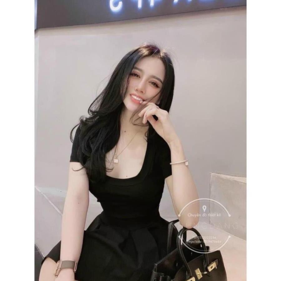 (ảnh thật) áo thun cổ vuông hàng đẹp sang chảnh
