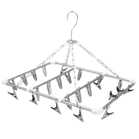 Móc chùm, móc Kẹp Hình Chữ Nhật INOX không rỉ, Kích thước 30*40cm, 20 kẹp