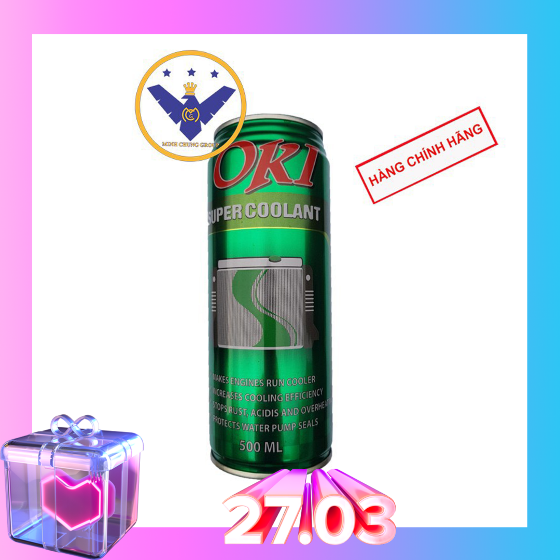 Nước làm mát động cơ ô tô (màu xanh) OKI Super Coolant 500ml
