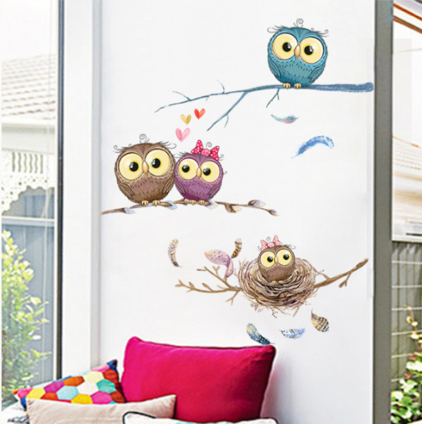 Decal dán tường Cú cành cây TLL129