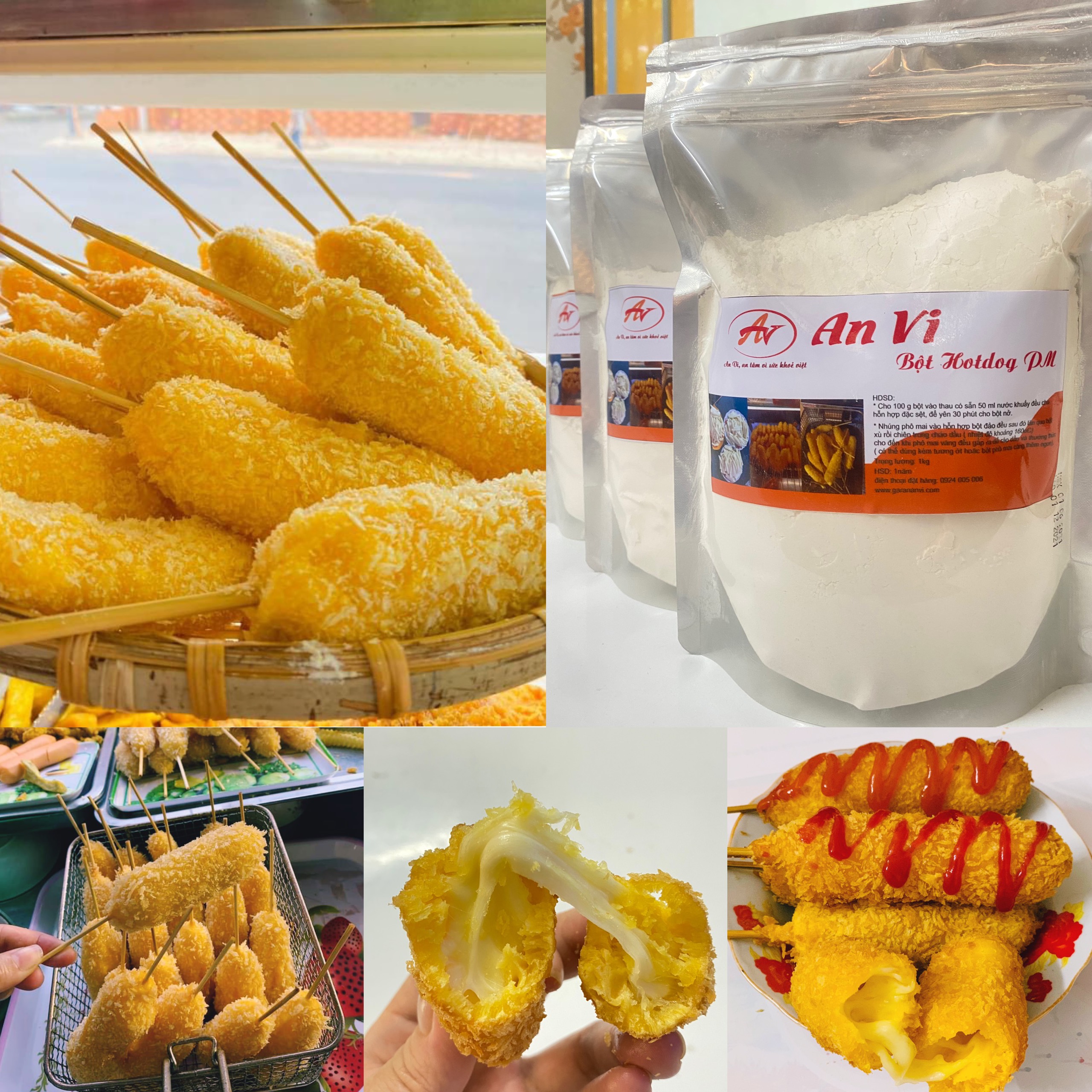Bột hotdog phô mai que An Vi 1kg