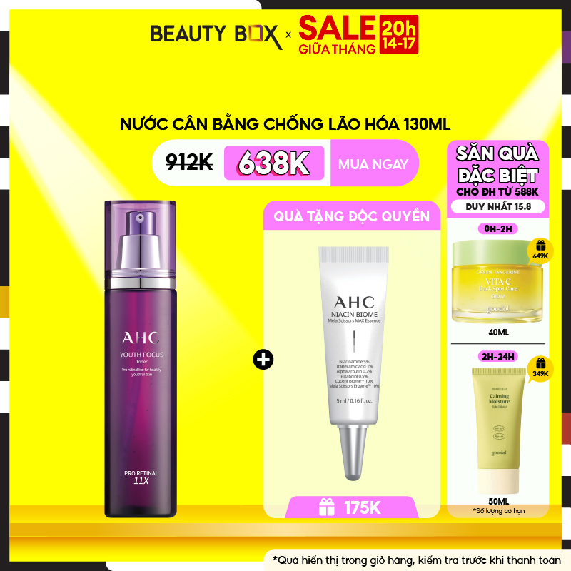 Nước cân bằng làm trẻ hóa da ahc youth focus toner 130ml