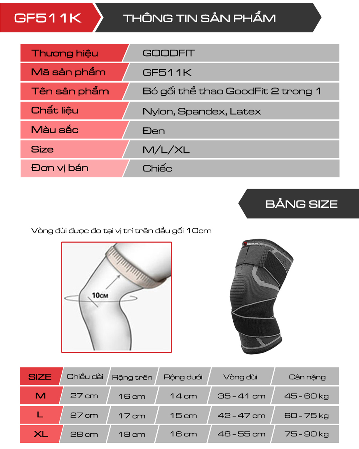Bó gối thể thao GoodFit GF511K