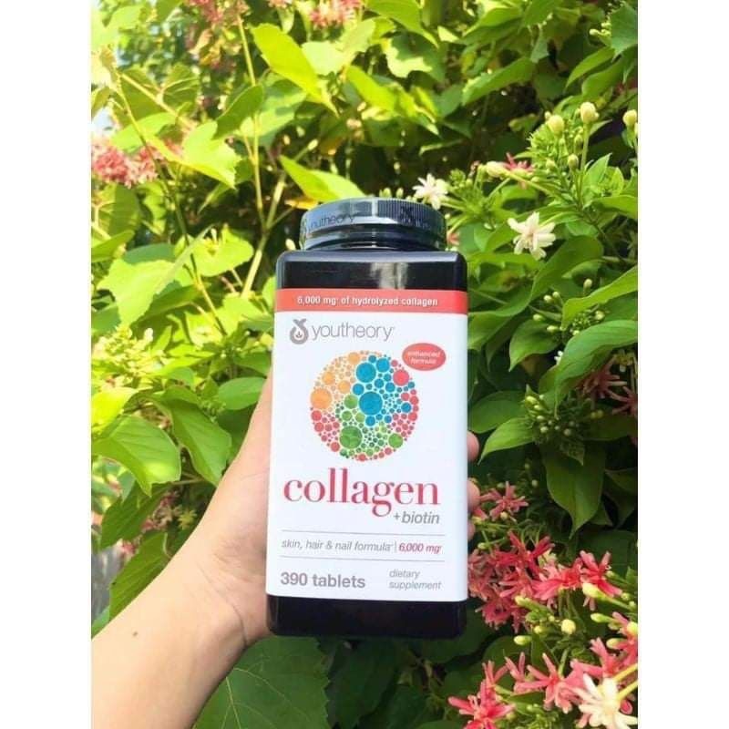 (Hàng auth) Viên uống đẹp da Collagen Youtheory+ Biotin mỹ 390 viên cao cấp