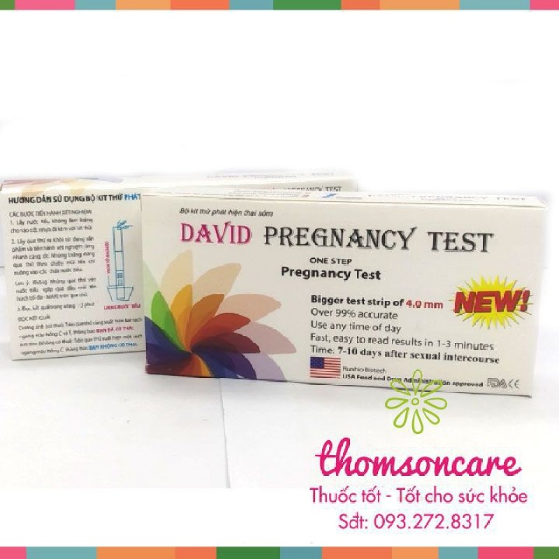 Que thử thai David Pregnancy Test phát hiện thai sớm - Che tên sản phẩm cao cấp