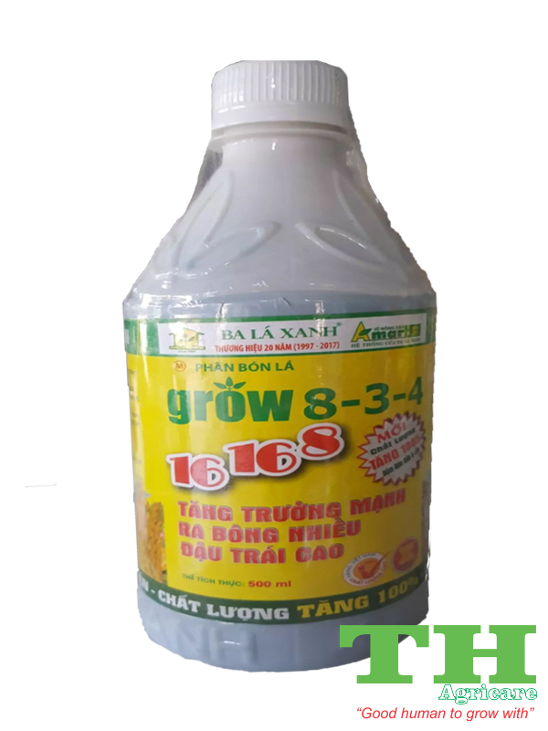 Phân bón lá GROW đậm đặc 16-16-8 BA LÁ XANH bổ sung NAA, GA3 và các hợp chất Siêu Tăng Trưởng - Chai 500ml | TH-AGRICARE