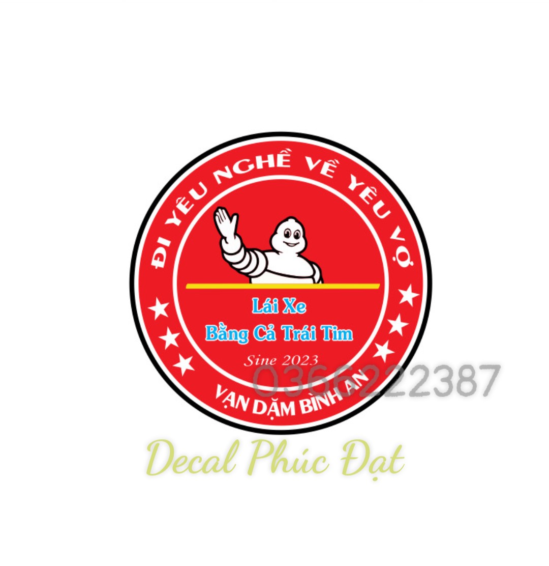 Decal logo lái xe bằng cả trái tim (sl: 1 tem) dán xe ô tô