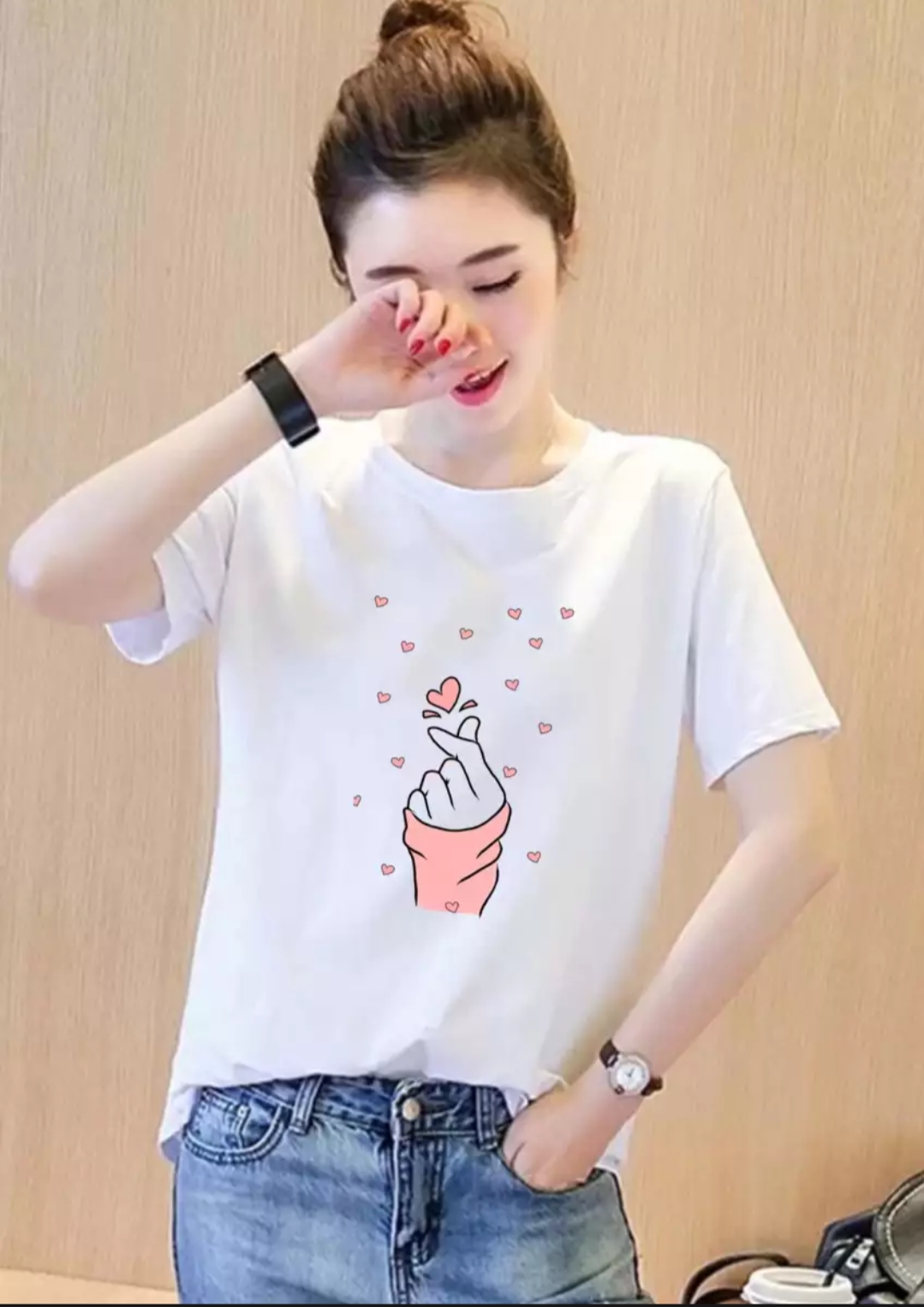 [HCM] XẢ HÀNG - ĐÔNG GIÁ 19K Áo thun nữ Hàn Quốc in hình Thả Tim kiểu mới dễ thương vải dày mịn mát