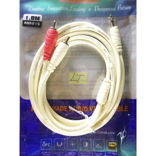 [HCM]Dây cable loa 1 đầu 3.5 ra 2 AV dài 1.8m