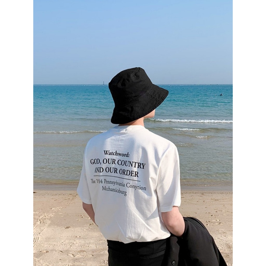 Áo thun stee watchword in white unisex-cvc