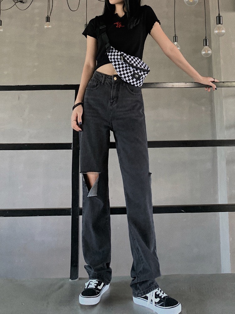 [HCM][BIG SIZE] Quần jean dài ống suông rộng lưng cao phom dài ống to dài rộng 3215