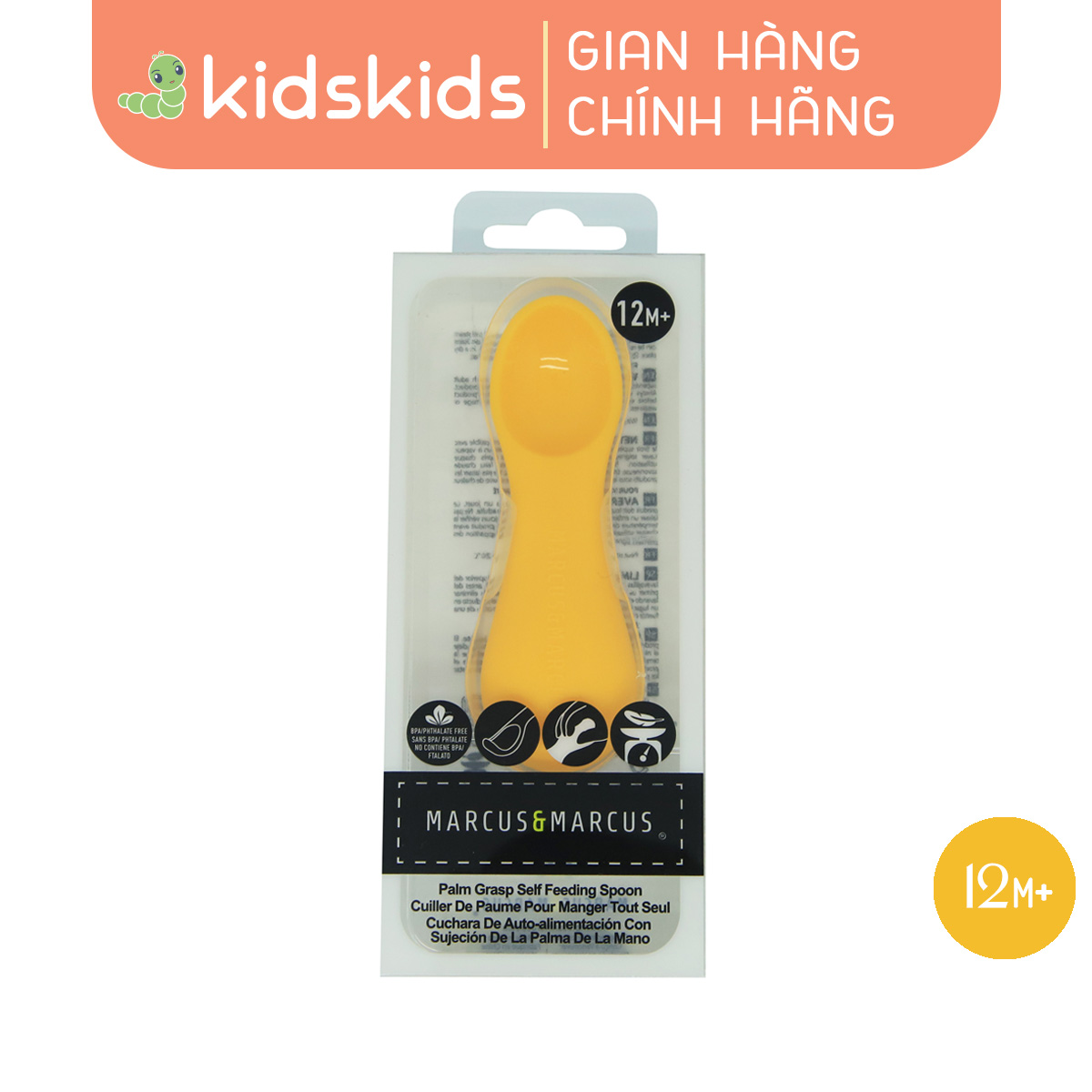 Thìa tập ăn silicon cho bé Palm Grasp Marcus & Marcus, từ 12 tháng - Lola
