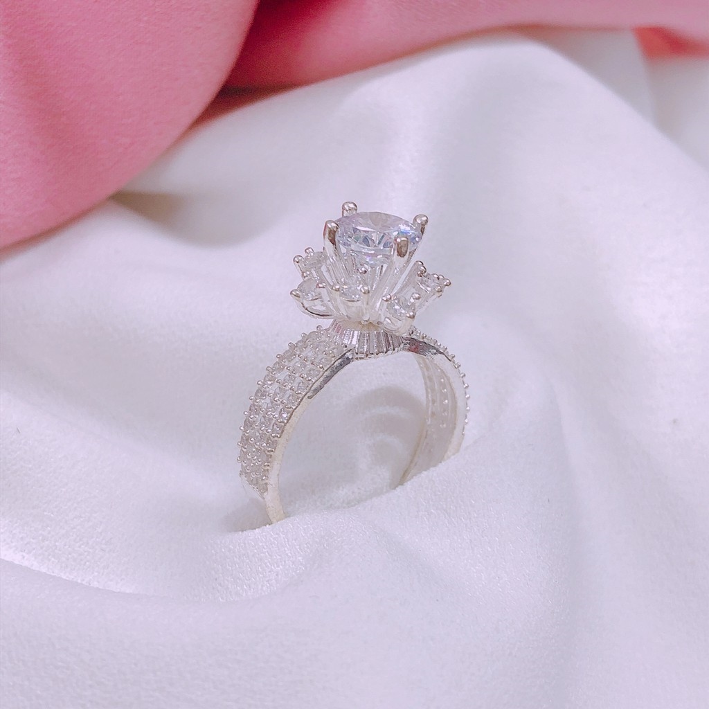 ☃❂ Nhẫn nữ bạc ta gắn đá cao sang chảnh - Nhẫn bạc Bibi mẫu mới đẹp