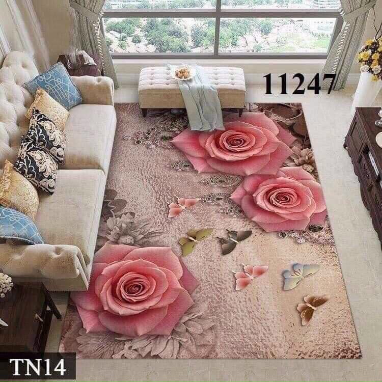 Thảm trải sàn BALI mẫu hoa hồng phấn  2M X 3M
