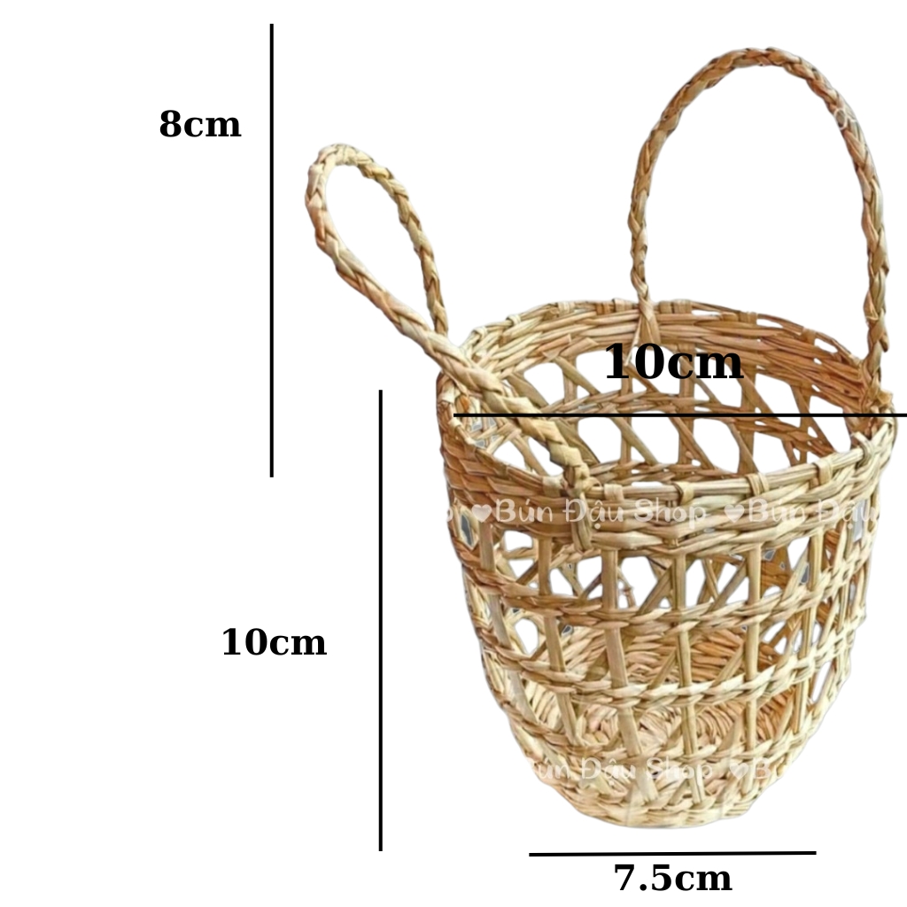 Túi Cói Mini Vintage Cầm Tay Sống Ảo (18x16cm)