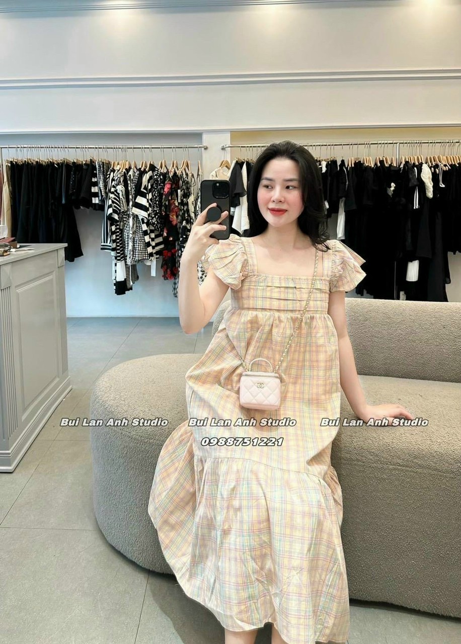 Váy bầu Tay Xếp Ly From Rộng Chất Đẹp-đầm bầu xinh