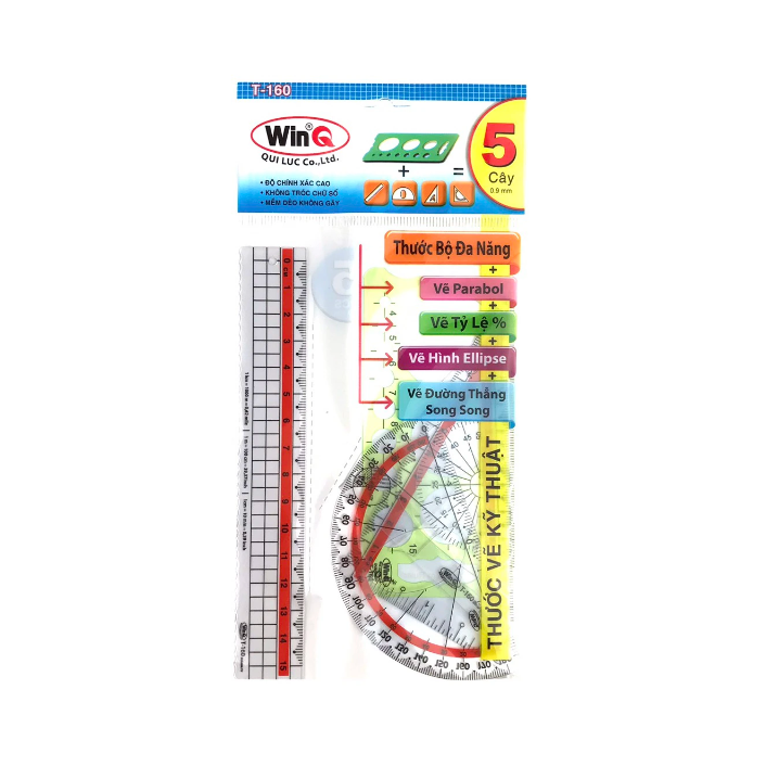 Thước Bộ WinQ T-160 (Bộ 5 Món)/Đo Độ No.04