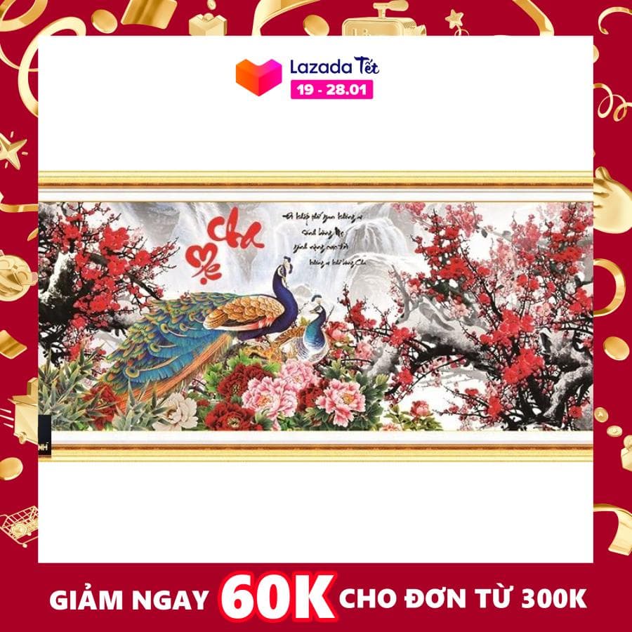 Tranh thêu chữ thập cha mẹ lv3158- 83x42 cmđộ bên trên 20 năm, đầy đủ dụng cụ kèm theo.