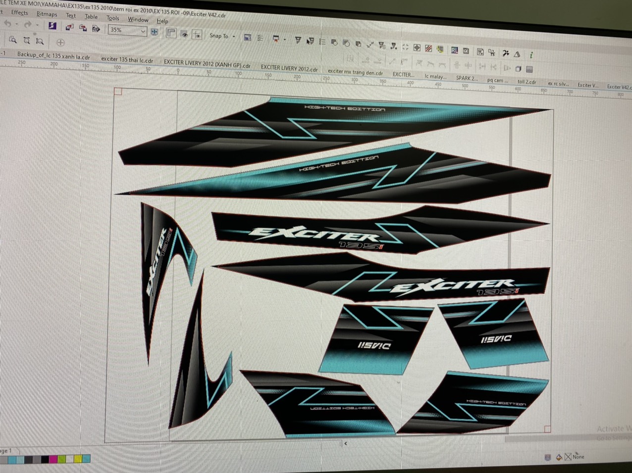 Tem xe exciter 135 sọc chỉ