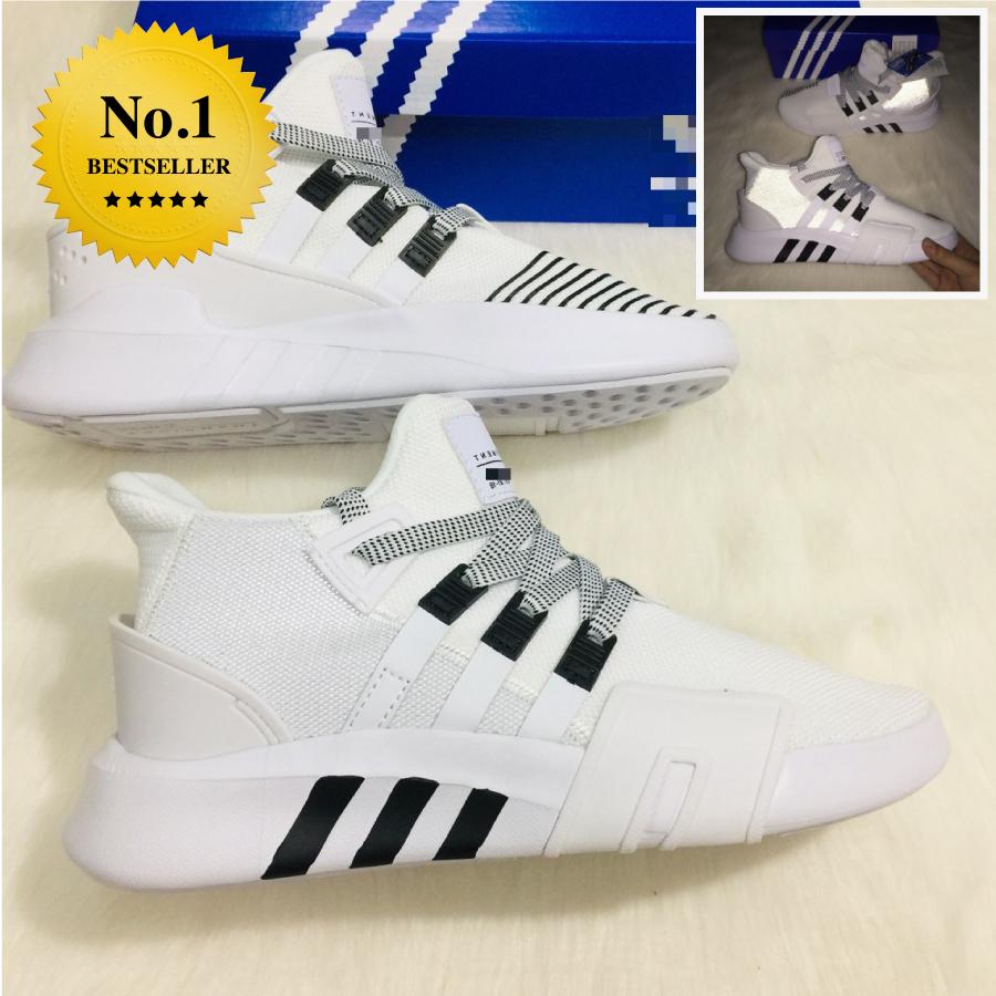 [Tặng Hộp & Tặng Tất] Giày Thể Thao EQT Trắng Phản Quang - Nam Nữ