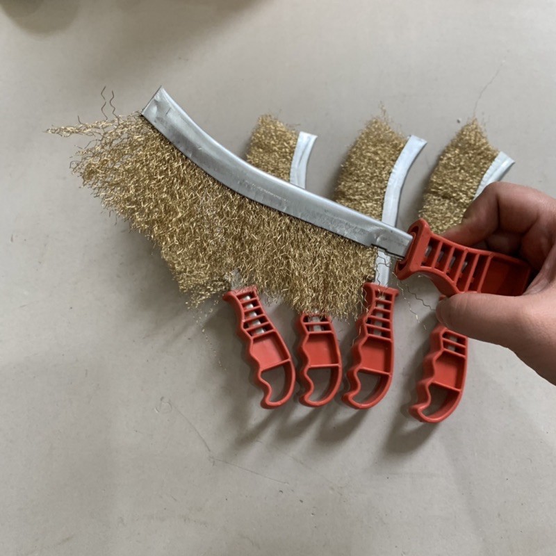 Chổi đánh rỉ cán đỏ, bàn chải sắt cọ rỉ cán đỏ