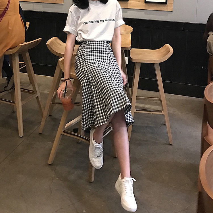 Set áo phông chân váy caro SET02
