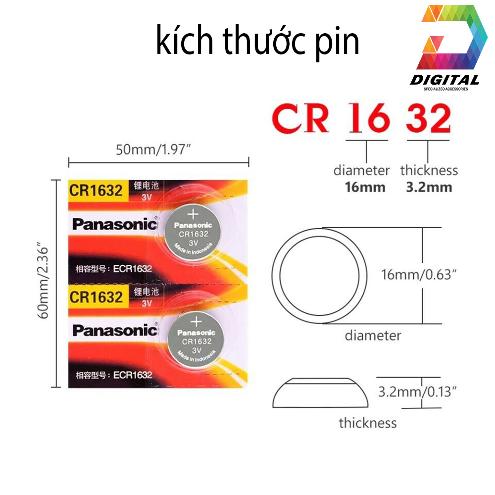 Pin Cmos Panasonic CR1632 Lithium 3V Chính Hãng
