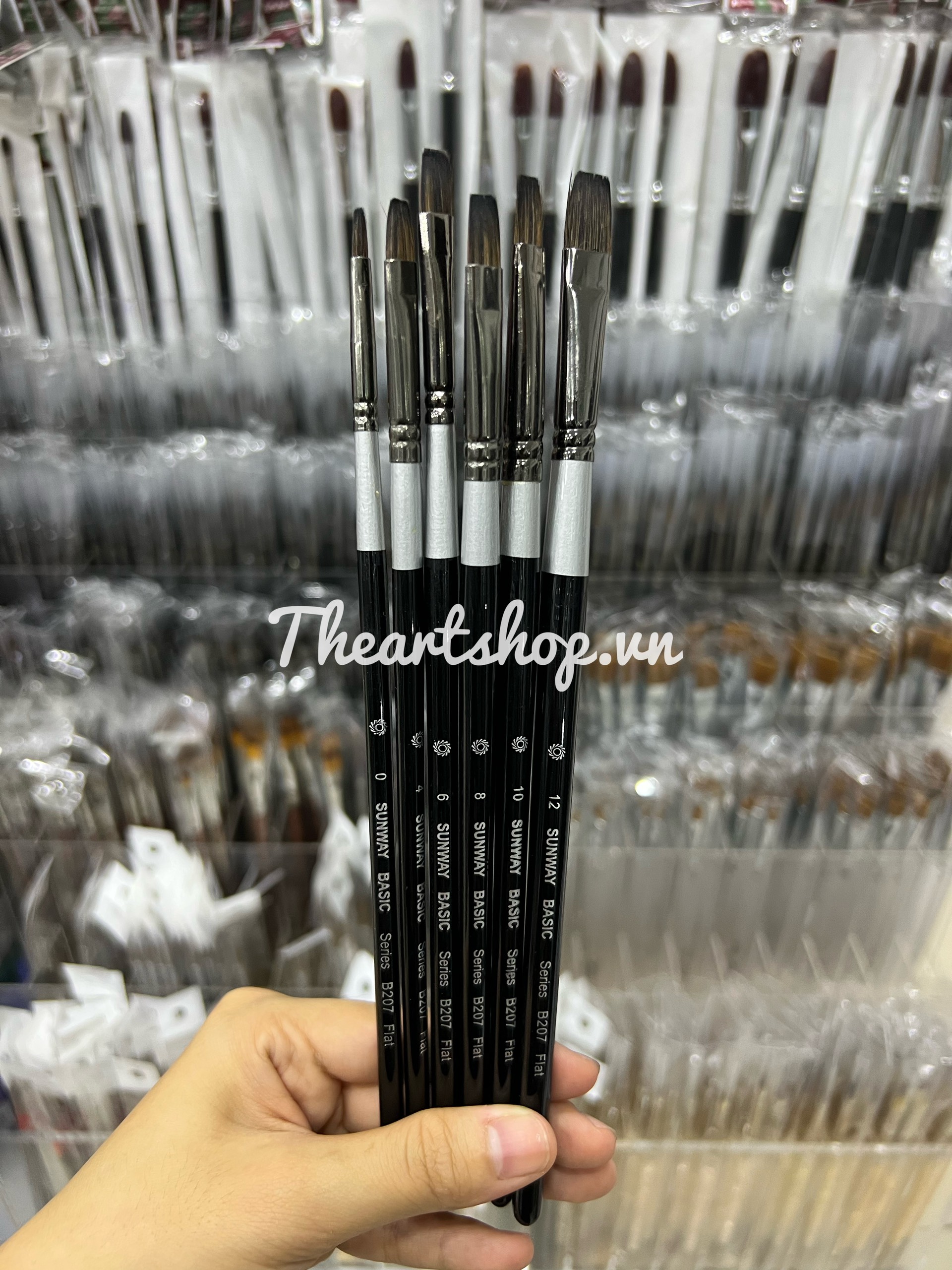 Cọ vẽ lông sóc đầu dẹt thân đen Sunway - Flat (B207)