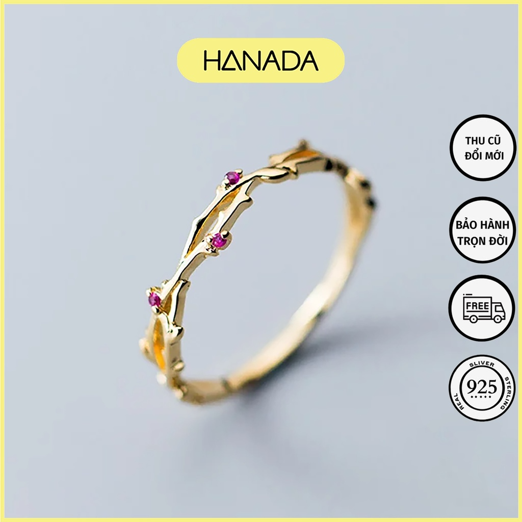 [HCM] Nhẫn Bạc 925 Hanada Hoa Hồng 0062