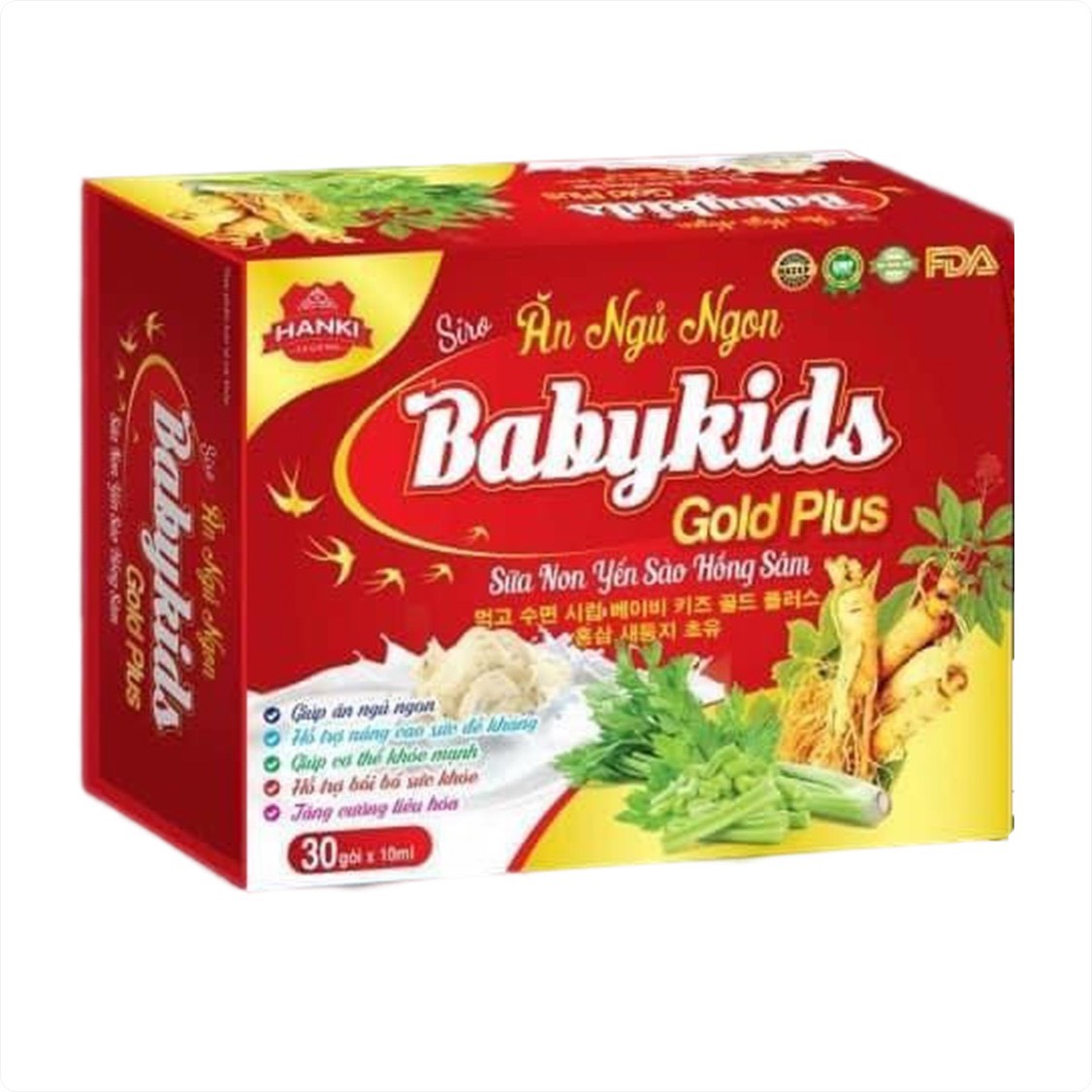 Siro Ăn Ngủ Ngon Babykids Gold Plus Sữa Non Yến Sào Hồng Sâm Giúp Ăn Ngủ Ngon, Hỗ Trợ Bồi Bổ Sức Khỏe, Tăng Cường Sức Đề Kháng - 30 gói - Dược Phẩm Bách Lộc
