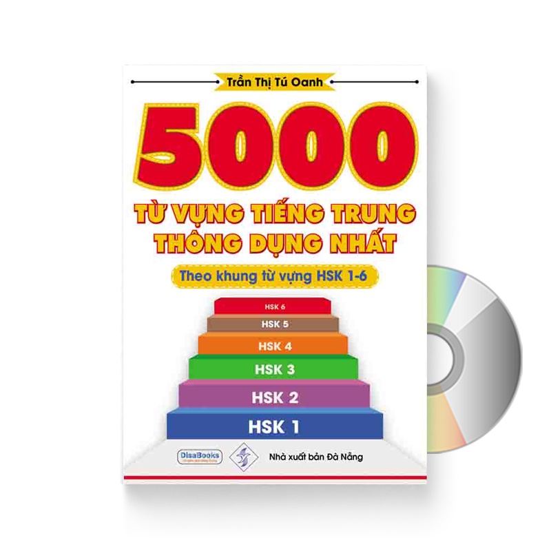 Sách - 5000 từ vựng tiếng trung thông dụng nhất theo khung từ vựng từ hsk 1-hsk6 +dvd tài liệu