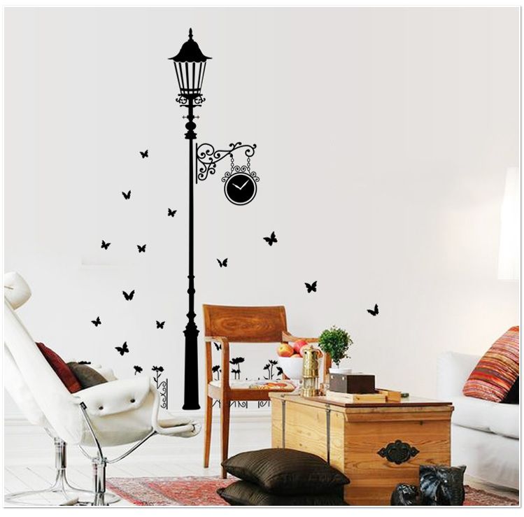 [HCM]Decal dán tường Amyshop- cột đèn màu đenDKN058
