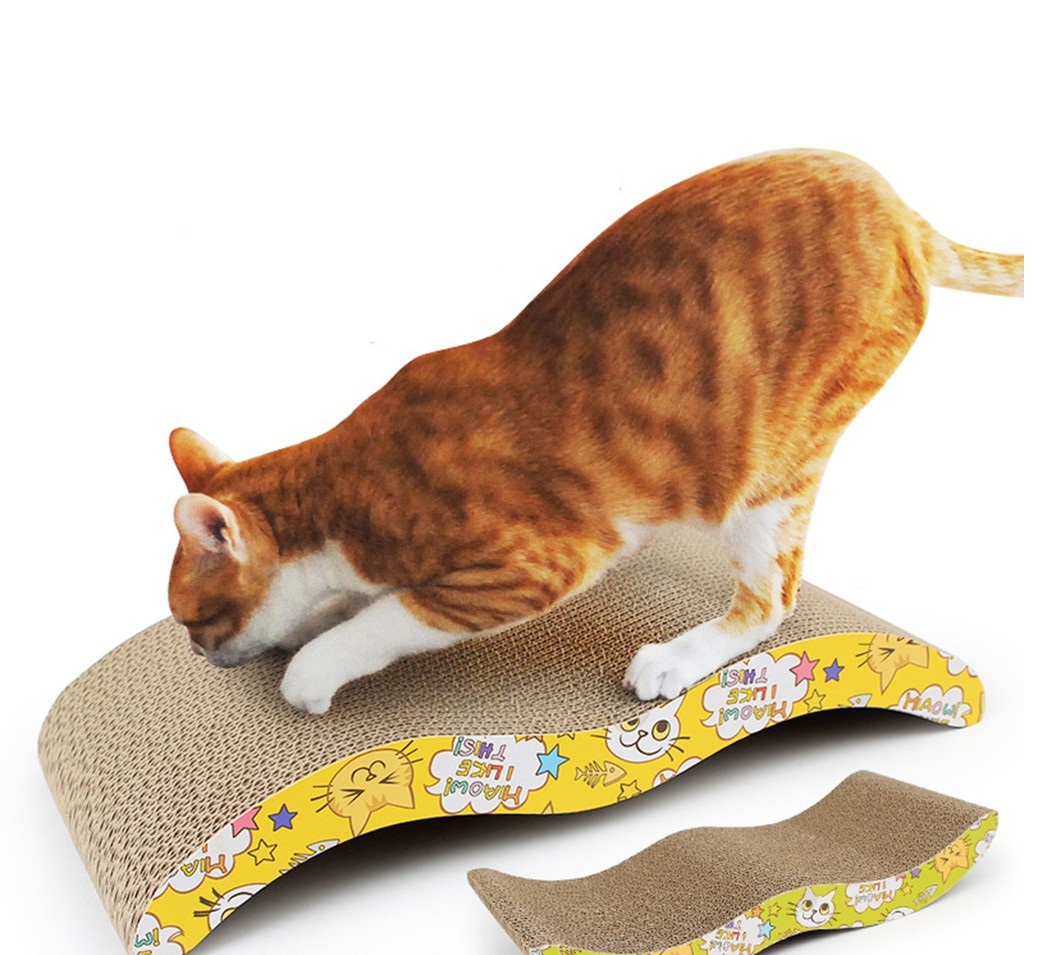 Bàn cào móng cho mèo size lớn size 43X2543 lượn sóng cho mèo tặng túi bạc hà