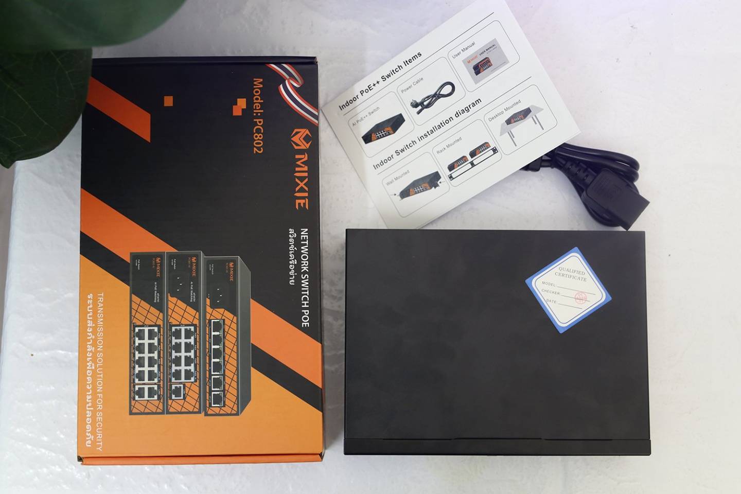 SWITCH POE MIXIE PC-802 AI 8 cổng LAN POE và 2 cổng Uplink