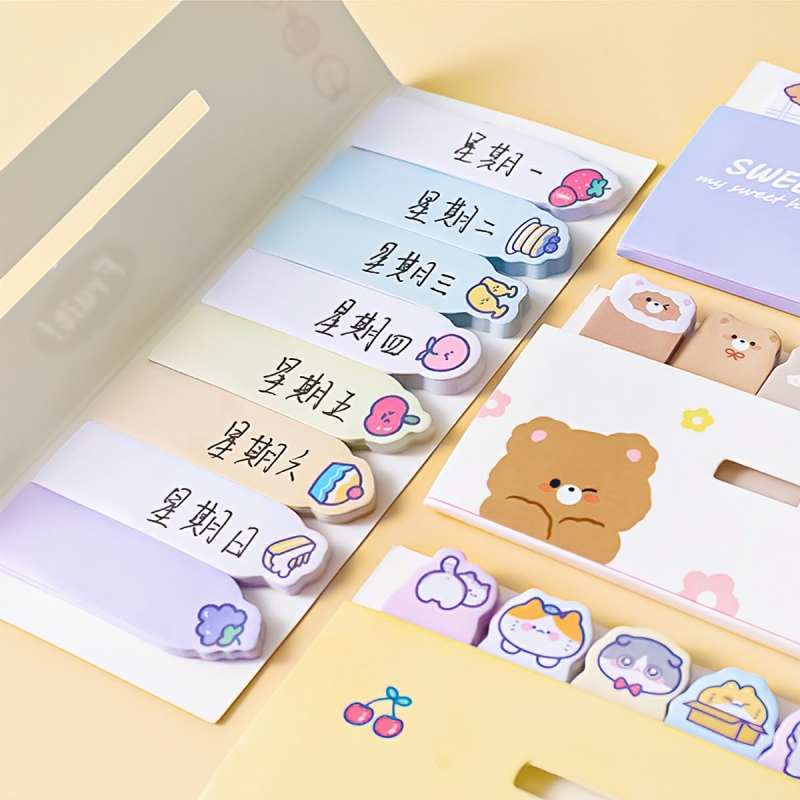 Set of 200 cute practical colorful pattern sticky notes mini page marker-Hause