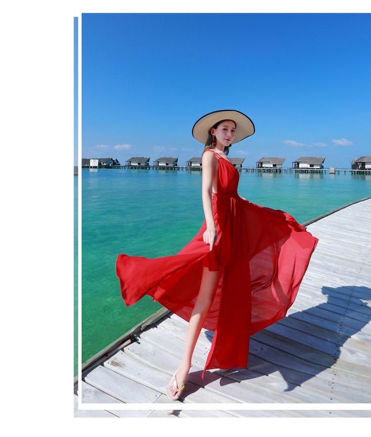 [HCM]ĐẦM MAXI CHÉO LƯNG ĐỎ- HÌNH THẬT SP100%