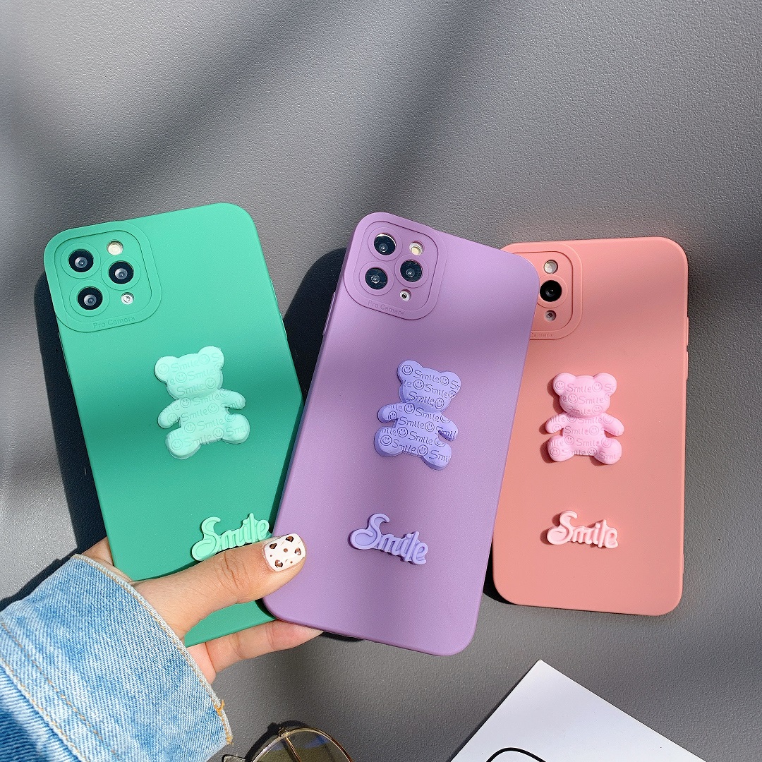 Ốp Lưng Basic Camera Nổi - Mẫu Gấu Smile Nổi
