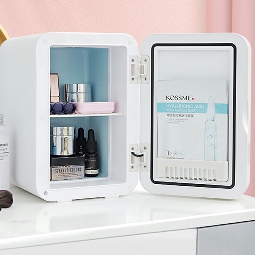 Tủ lạnh 12L tích hợp gương và đèn LED, hiển thị nhiệt độ - Tủ lạnh mini cao cấp chuyên dụng đựng mỹ phẩm