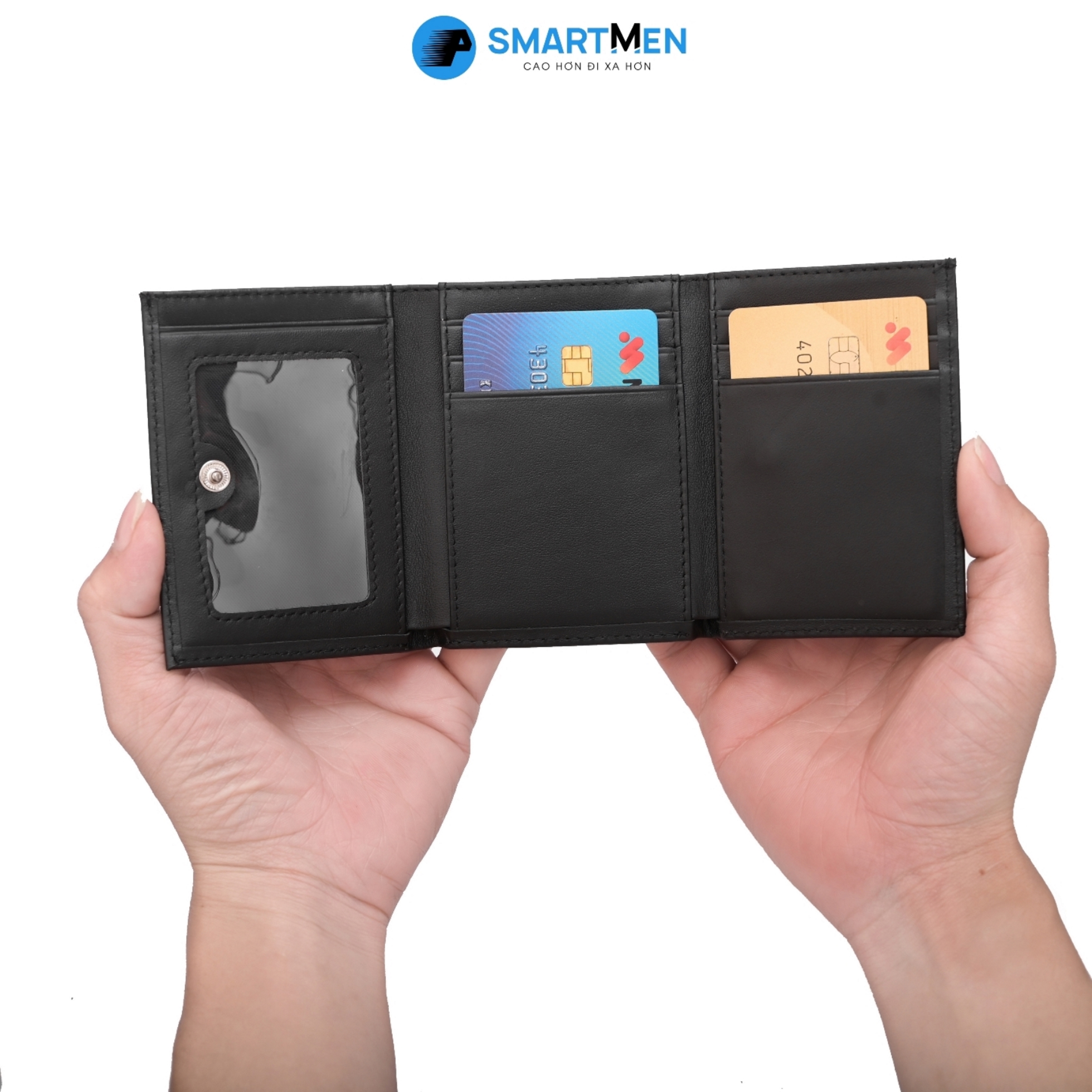 Ví cầm tay da bò SMARTMEN màu đen VD-34