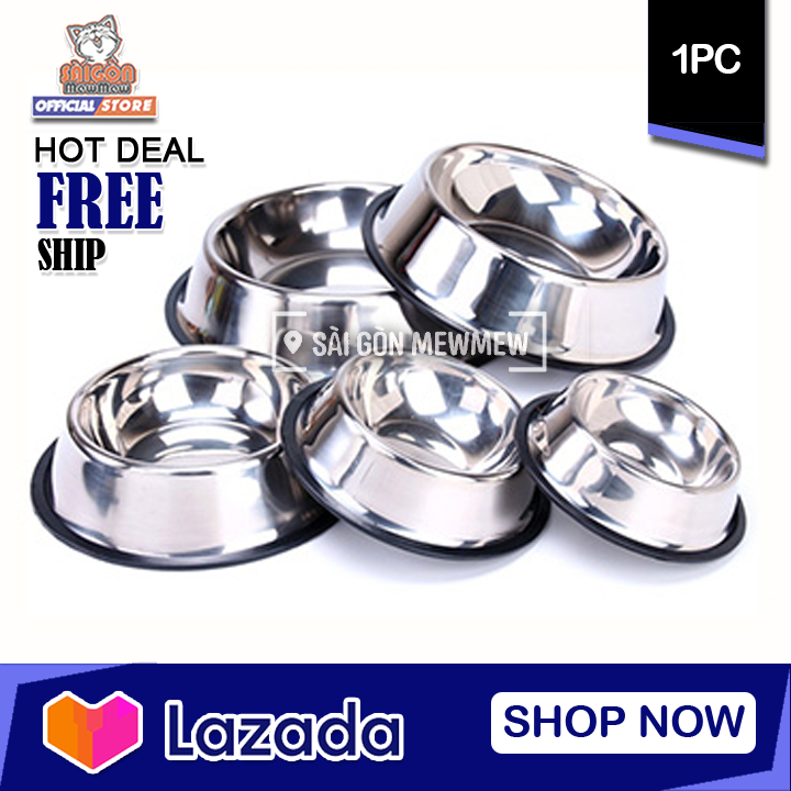 Bát Ăn Inox Cho Thú Cưng – Đế Cao Su Chống Trượt, Sạch Sẽ, Dùng Lâu
