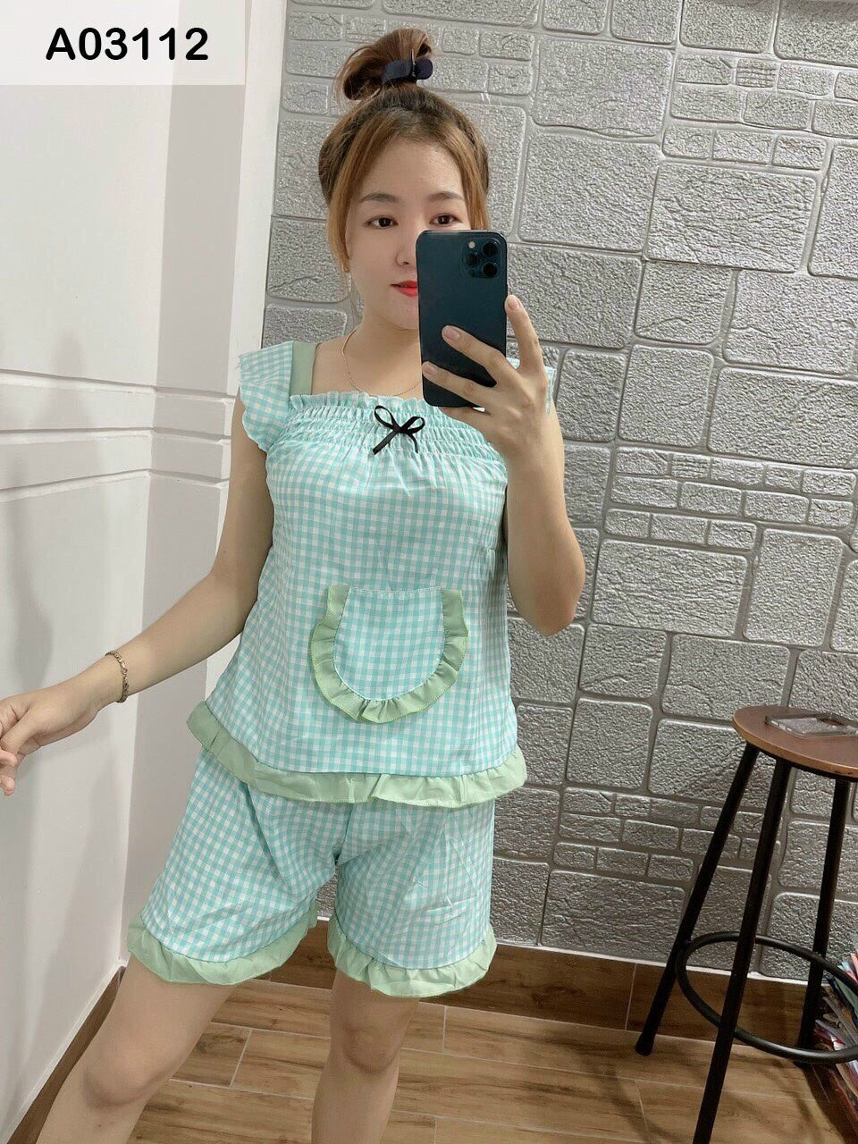 [HCM]Set Bộ Kate Lụa Phối Sọc Mặc Nhà Dễ Thương