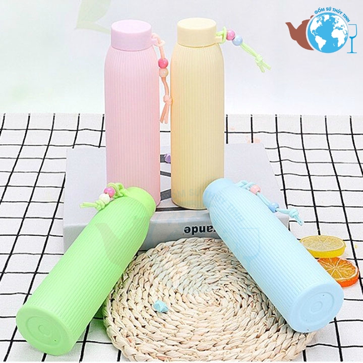 BGN01 Bình nước thủy tinh giữ nhiệt 420ml vỏ bọc