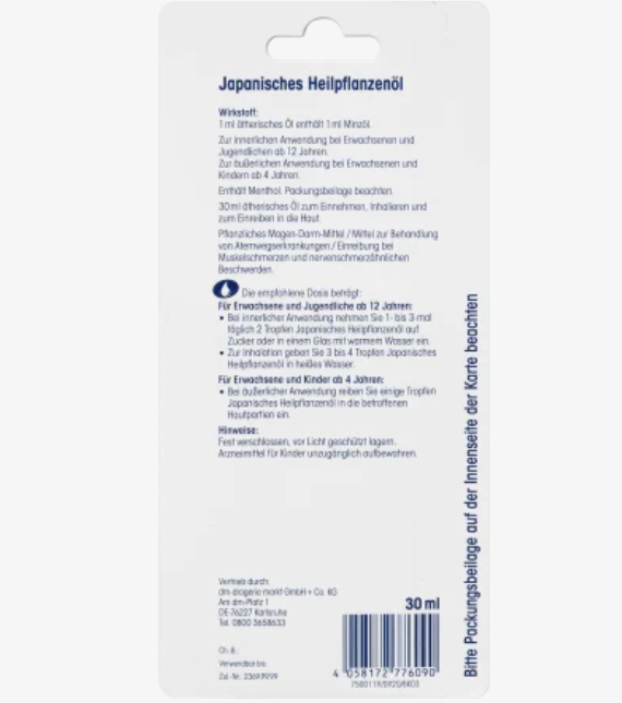 Tinh Dầu Bạc Hà Mivolis Đức 30ml