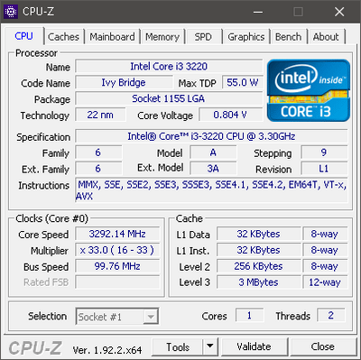 CPU Chip Máy Tính PC I3 3220 Socket 1155