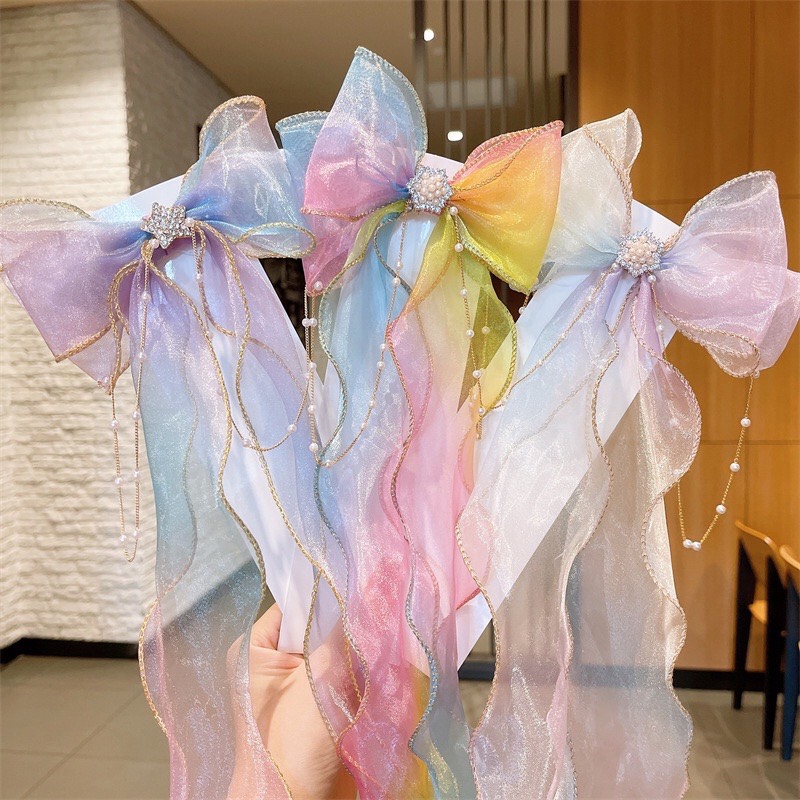 Kẹp tóc nơ dài tiểu thư điệu đà cho bé gái MS 04