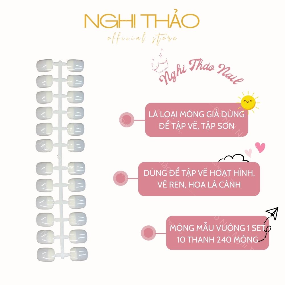 Móng mẫu vuông tập vẽ form Hàn Quốc Nghi Thảo