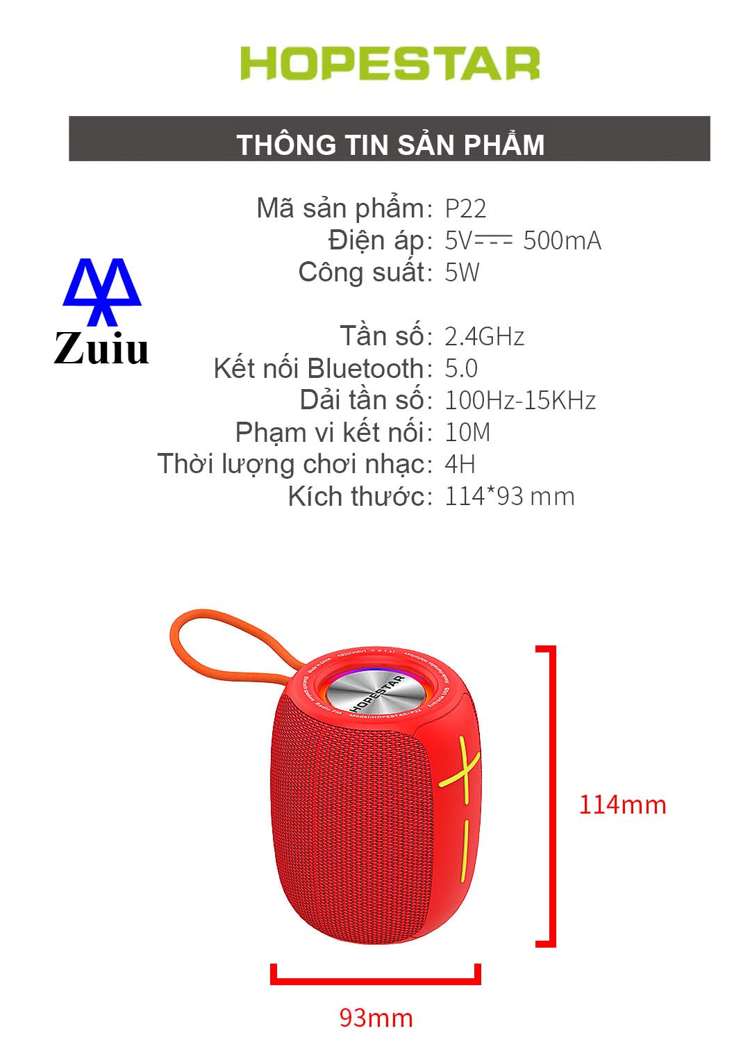 Loa Bluetooth HOPESTAR P22