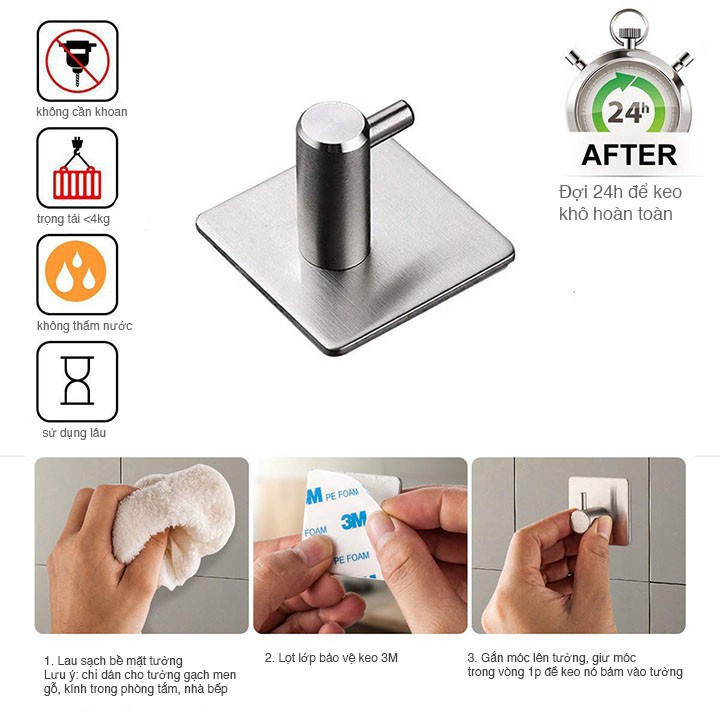 Móc Treo Inox 304 Dán Tường