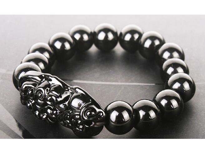 [HCM]Chuỗi vòng đeo tay tỳ hưu phong thủy thạch anh đen may mắn