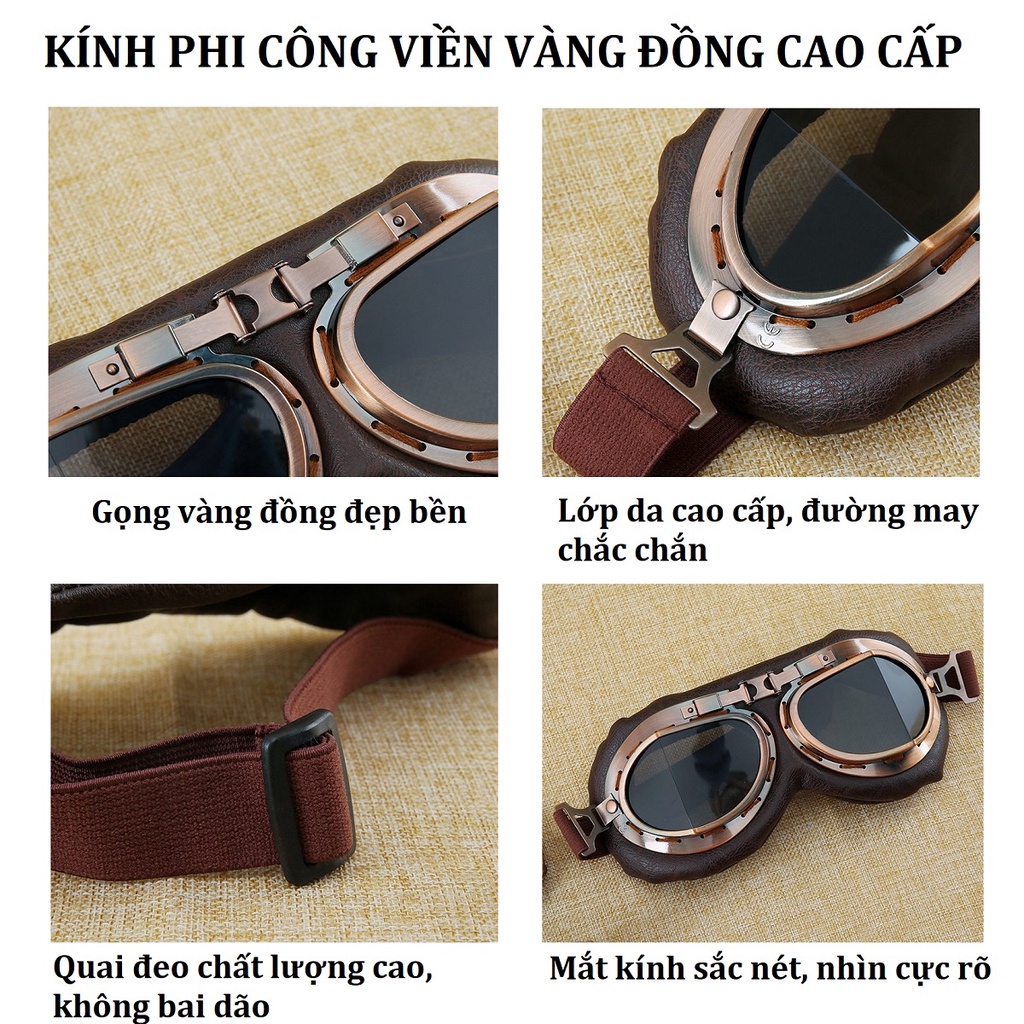 Kính Phi Công Cho Nón Bảo Hiểm Cực Đẹp (Kính Mũ 1/2 và 3/4)